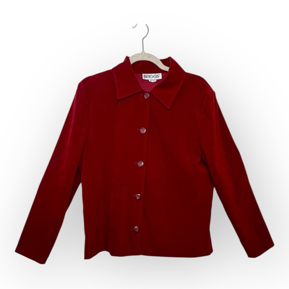 Vintage Briggs Red Faux Suede Button Front Long Sleeve Shirt Jacket Small - Picture 1 of 7